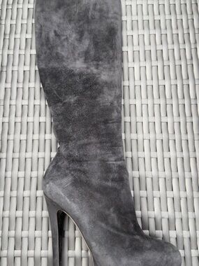 Nando Muzi Charcoal Suede Over-the-Knee Stiletto Boots